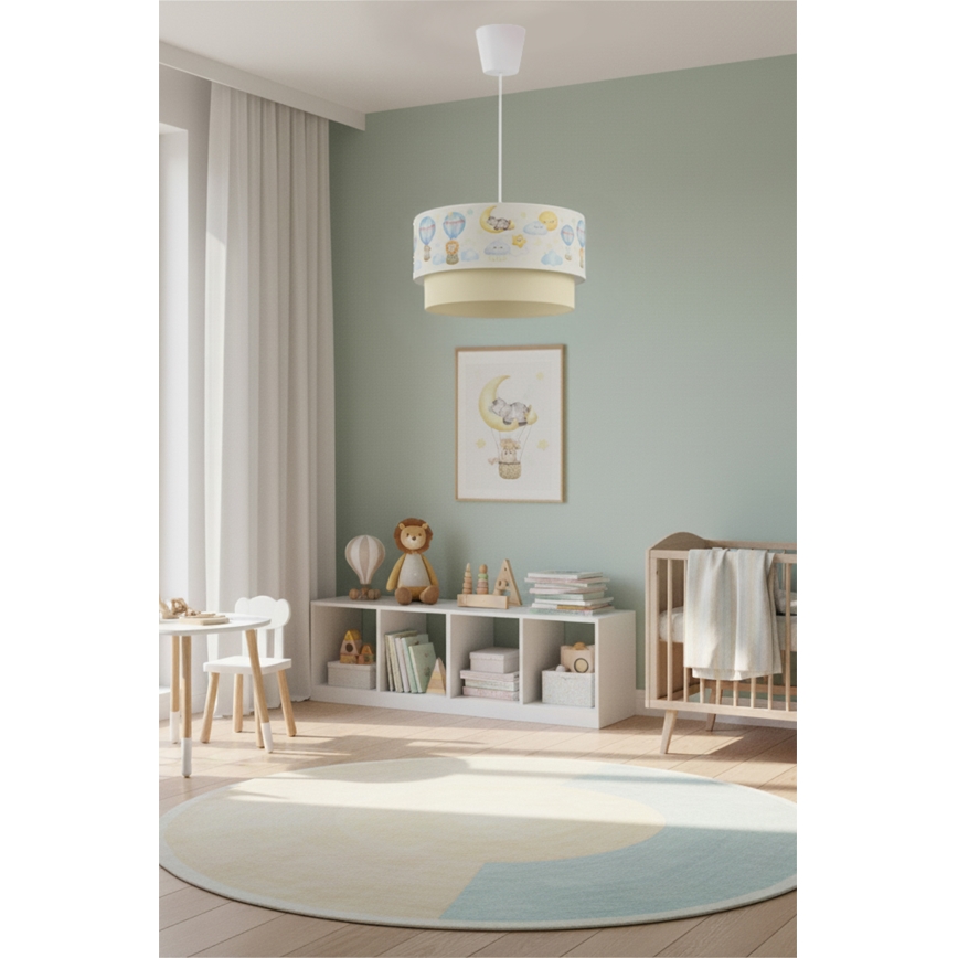Brilagi - Suspension LED pour enfant sur câble BOBO 1xE27/60W/230V Ø 40 cm blanc/beige/motifs d'animaux