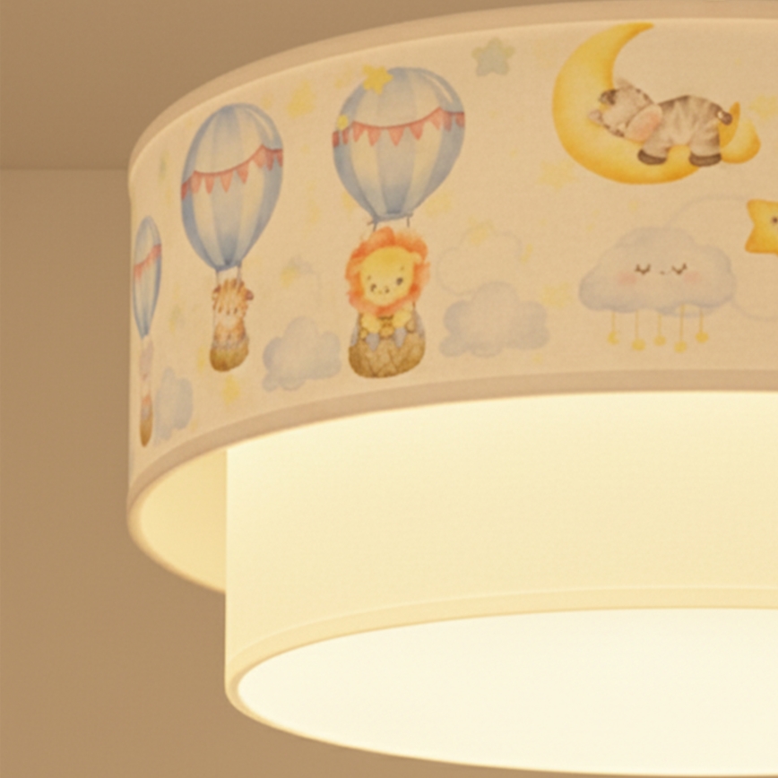 Brilagi - Suspension LED pour enfant sur câble BOBO 1xE27/60W/230V Ø 40 cm blanc/beige/motifs d'animaux