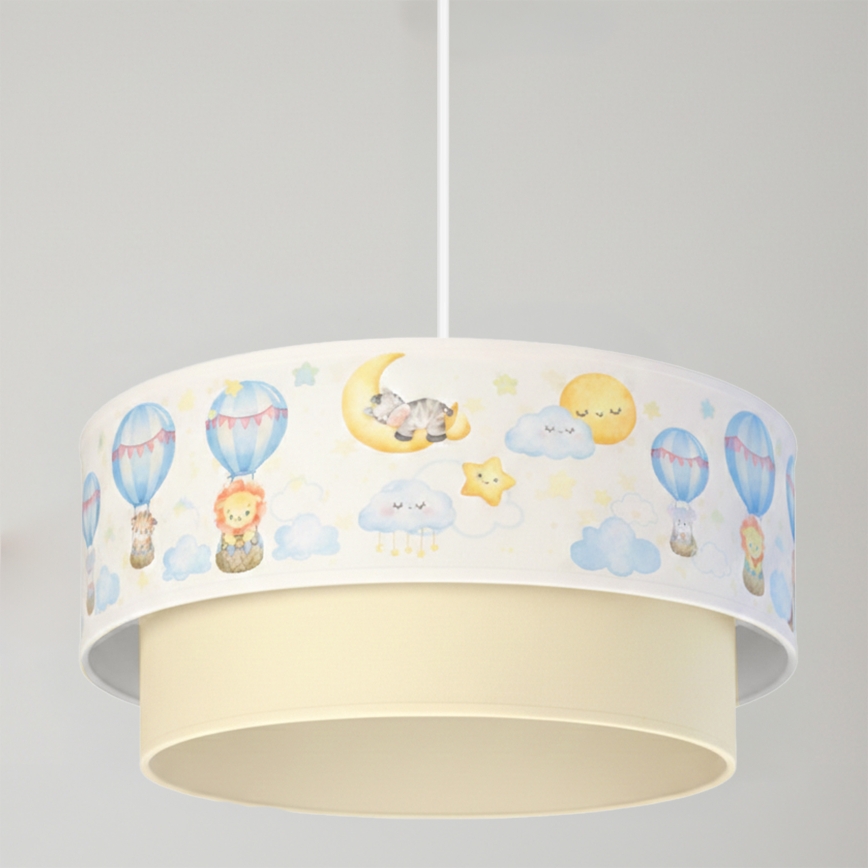 Brilagi - Suspension LED pour enfant sur câble BOBO 1xE27/60W/230V Ø 40 cm blanc/beige/motifs d'animaux
