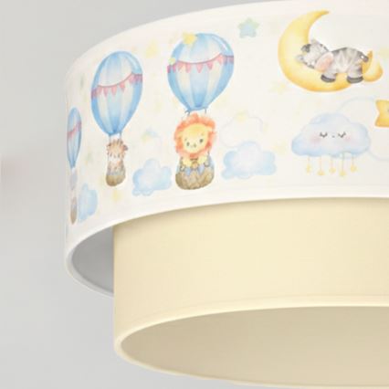 Brilagi - Suspension LED pour enfant sur câble BOBO 1xE27/60W/230V Ø 40 cm blanc/beige/motifs d'animaux