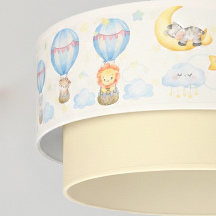 Brilagi - Suspension LED pour enfant sur câble BOBO 1xE27/60W/230V Ø 40 cm blanc/beige/motifs d'animaux