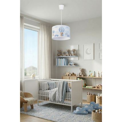 Brilagi - Lustre LED pour enfants suspendu par câble BOBO 1xE27/60W/230V Ø 35 cm bleu/oursons