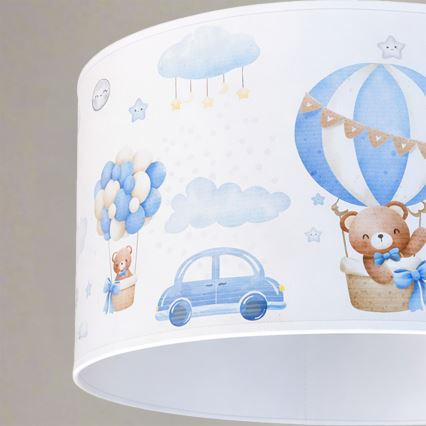 Brilagi - Lustre LED pour enfants suspendu par câble BOBO 1xE27/60W/230V Ø 35 cm bleu/oursons