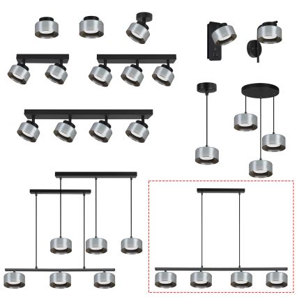 Brilagi - Suspension LED RGB+CCT dimmable sur câbles AURA LUX 4xGX53/14W/230V 2700-6500K Wi-Fi Tuya noir/fumé