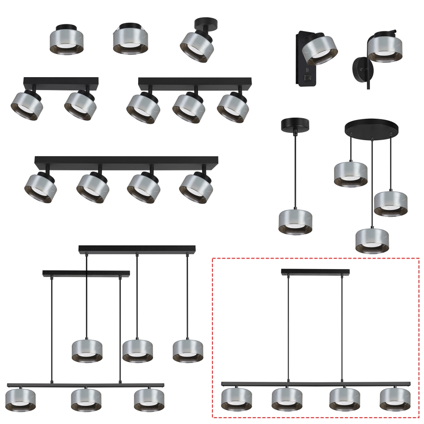 Brilagi - Suspension LED RGB+CCT dimmable sur câbles AURA LUX 4xGX53/14W/230V 2700-6500K Wi-Fi Tuya noir/fumé