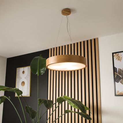 Brilagi - Suspension LED RGBW dimmable sur câble CARVALHO 3xE27/15W/230V 2700-6500K Wi-Fi chêne Ø 47,5 cm