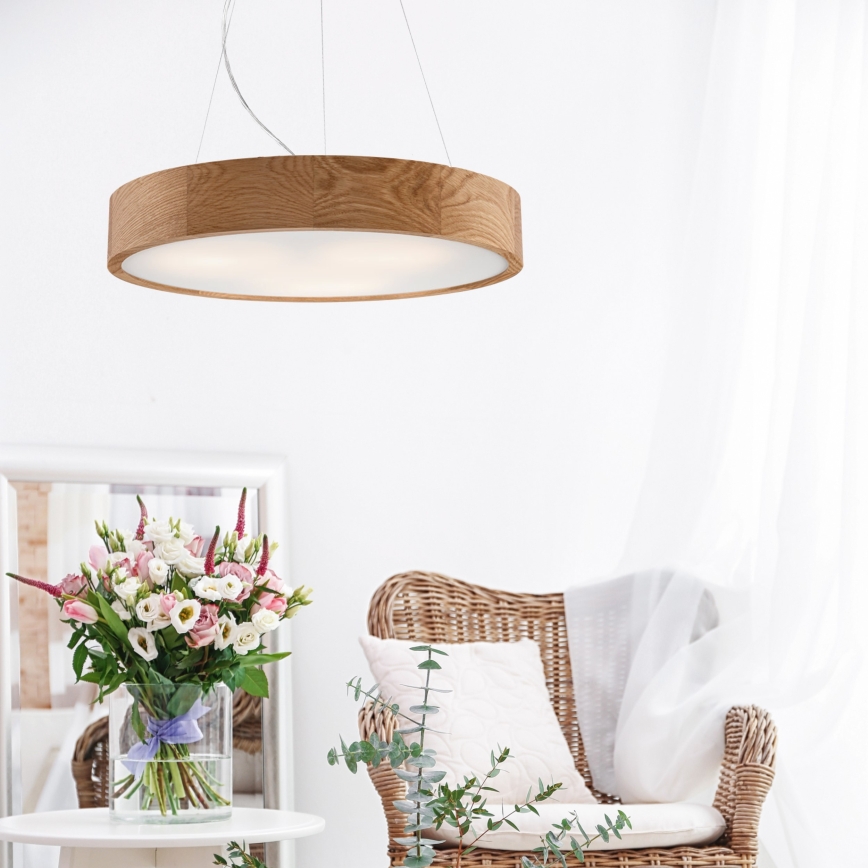 Brilagi - Suspension LED RGBW dimmable sur câble CARVALHO 3xE27/9W/230V 2700-6500K Wi-Fi chêne Ø 47,5 cm