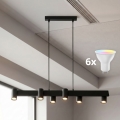 Brilagi - Lustre LED RGBW dimmable sur câble SELE 6xGU10/6,5W/230V 2700-6500K noir + télécommande