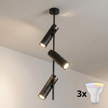 Brilagi - Lustre LED RGBW dimmable sur tige BRANCH 3xGU10/6,5W/230V 2700-6500K noir