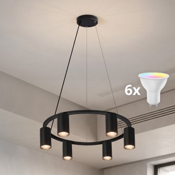 Brilagi - Lustre LED RGBW dimmable suspendu par câble SELE 6xGU10/6,5W/230V 2700-6500K noir + télécommande