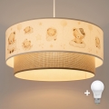 BRILAGI - Lustre LED suspendu pour chambre d'enfant BOBO 1xE27/60W/230V Ø 40 cm blanc/beige motif oursons