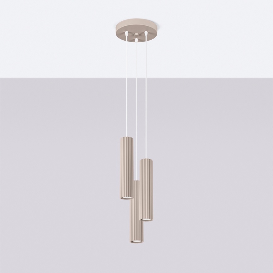 Brilagi - Lustre LED suspendu sur câble CRESTO 3xGU10/10W/230V taupe