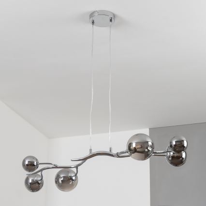 Brilagi - Lustre LED suspendu sur câble MISTEL 6xG9/3W/230V noir chromé/verre fumé