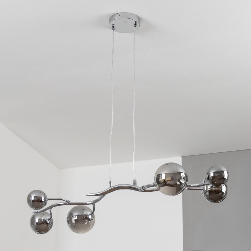 Brilagi - Lustre LED suspendu sur câble MISTEL 6xG9/3W/230V noir chromé/verre fumé