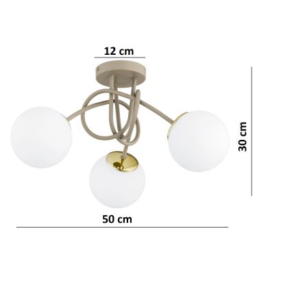 Brilagi - Lustre monté en surface MILO ECRU 3xE27/60W/230V beige/doré