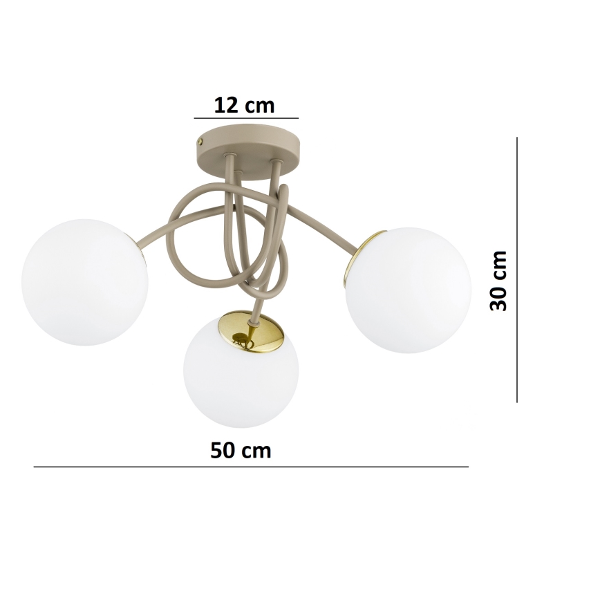 Brilagi - Lustre monté en surface MILO ECRU 3xE27/60W/230V beige/doré