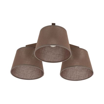 Brilagi - Lustre plafonnier à montage affleurant LATTE 3xE27/15W/230V pin/marron