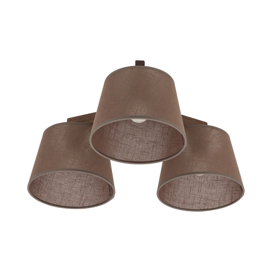 Brilagi - Lustre plafonnier à montage affleurant LATTE 3xE27/15W/230V pin/marron
