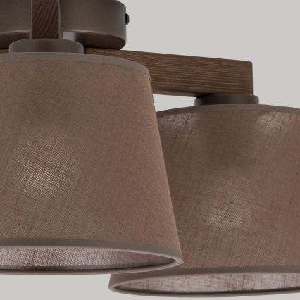 Brilagi - Lustre plafonnier à montage affleurant LATTE 3xE27/15W/230V pin/marron