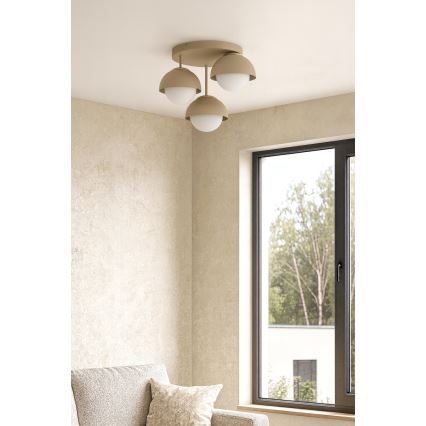 Brilagi - Lustre plafonnier à montage en surface COSMO 3xE27/60W/230V beige/doré