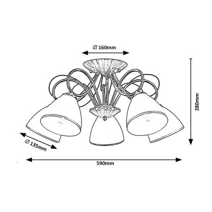 Brilagi - Lustre plafonnier FRED 5xE27/60W/230V Ø 59 cm bronze