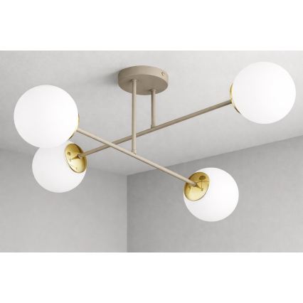 Brilagi - Lustre plafonnier MILO ECRU 4xE27/60W/230V beige/doré