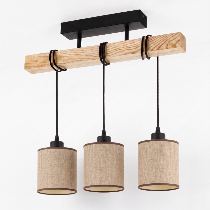 Brilagi - Lustre plafonnier NUBILA 3xE27/60W/230V pin/marron