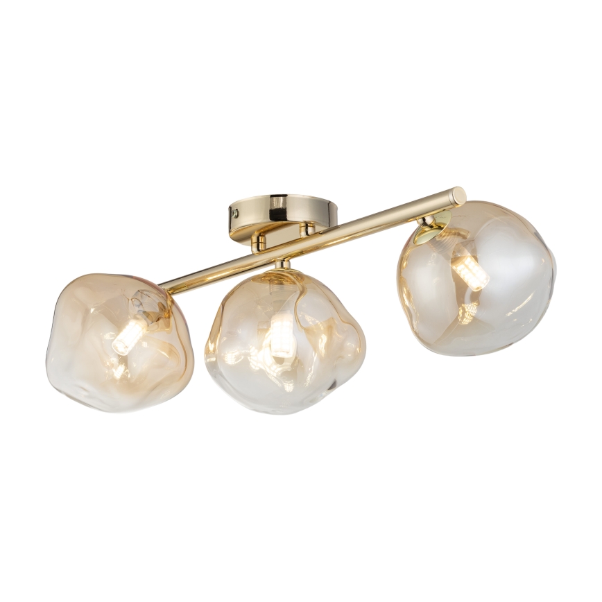 Brilagi - Lustre plafonnier VULCANO 3xG9/8W/230V doré/beige fumé