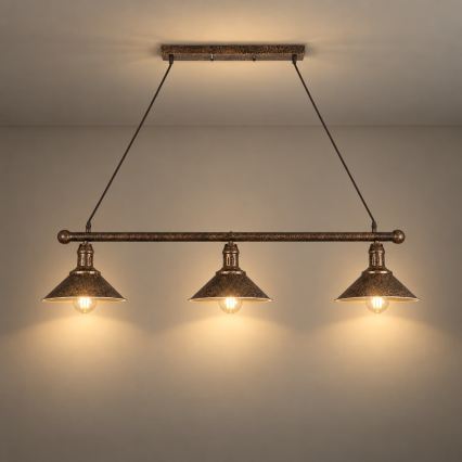 BRILAGI - Lustre sur câble FORGE 3xE27/60W/230V cuivre/patiné