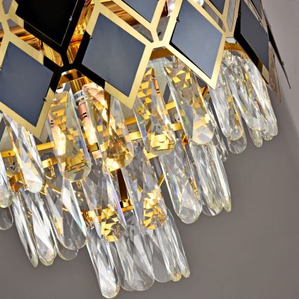 Brilagi - Lustre sur chaîne CRISTAL 5xE14/40W/230V diam. 38 cm doré/noir
