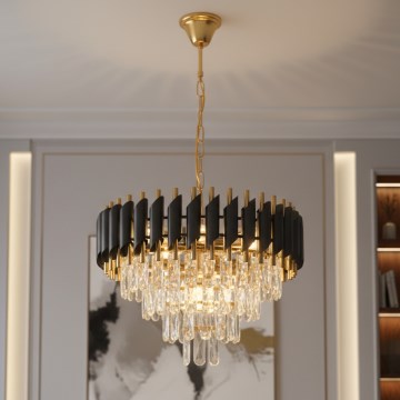 Brilagi - Lustre sur chaîne ECLIPSE 7xE14/10W/230V Ø 48 cm, noir/doré