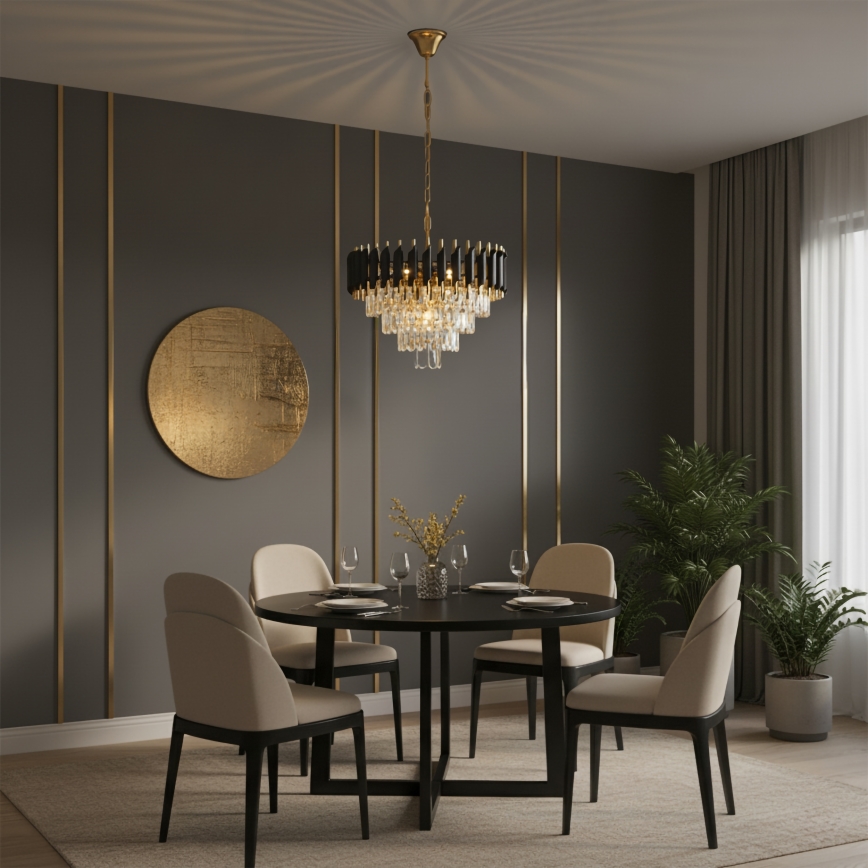 Brilagi - Lustre sur chaîne ECLIPSE 7xE14/10W/230V Ø 48 cm, noir/doré