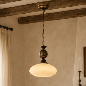 Brilagi - Lustre sur chaîne MOLLERO 1xE27/15W/230V Ø 24 cm bronze/patiné