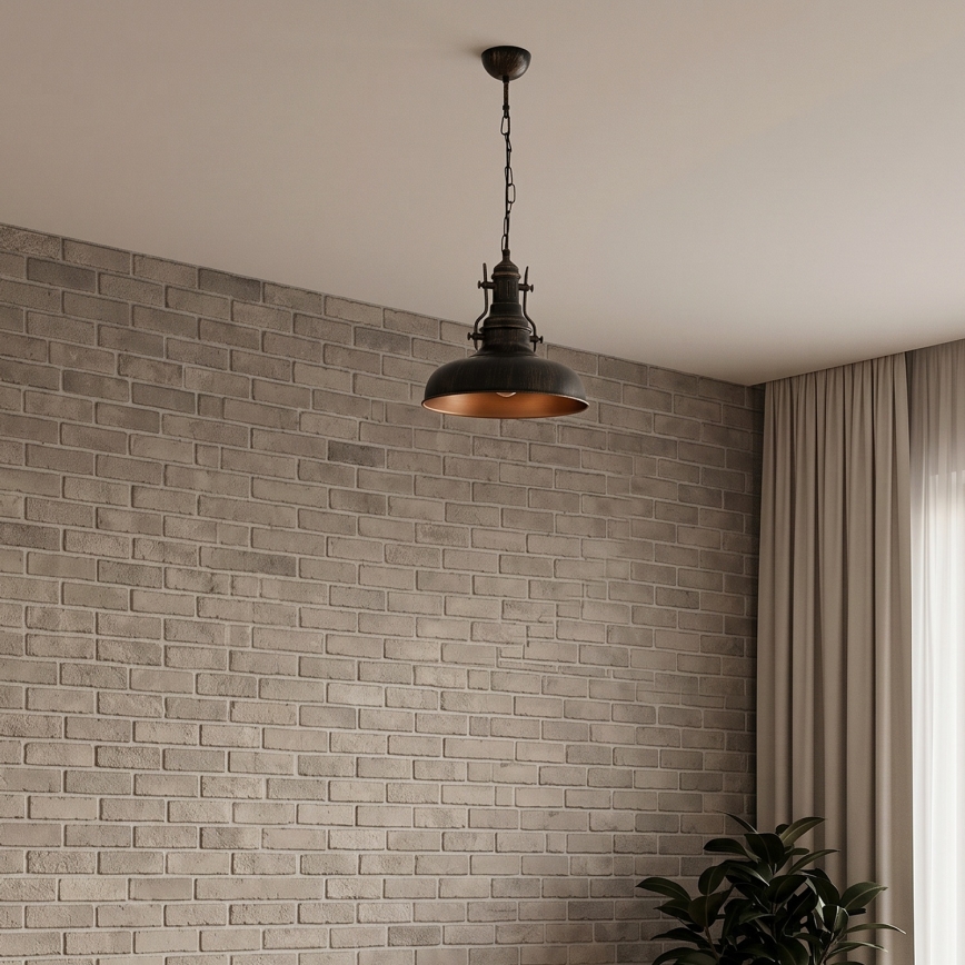 Brilagi - Lustre sur chaîne PYRONIC 1xE27/40W/230V Ø 32 cm bronze/patiné