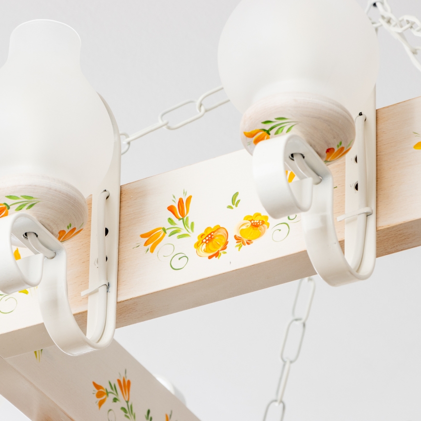 Brilagi - Lustre sur chaîne QUEEN 8xE14/40W/230V hêtre/crème