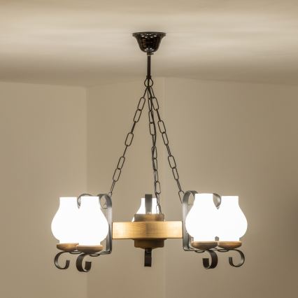 Brilagi - Lustre sur chaîne ROATA 5xE14/40W/230V Ø 50 cm hêtre