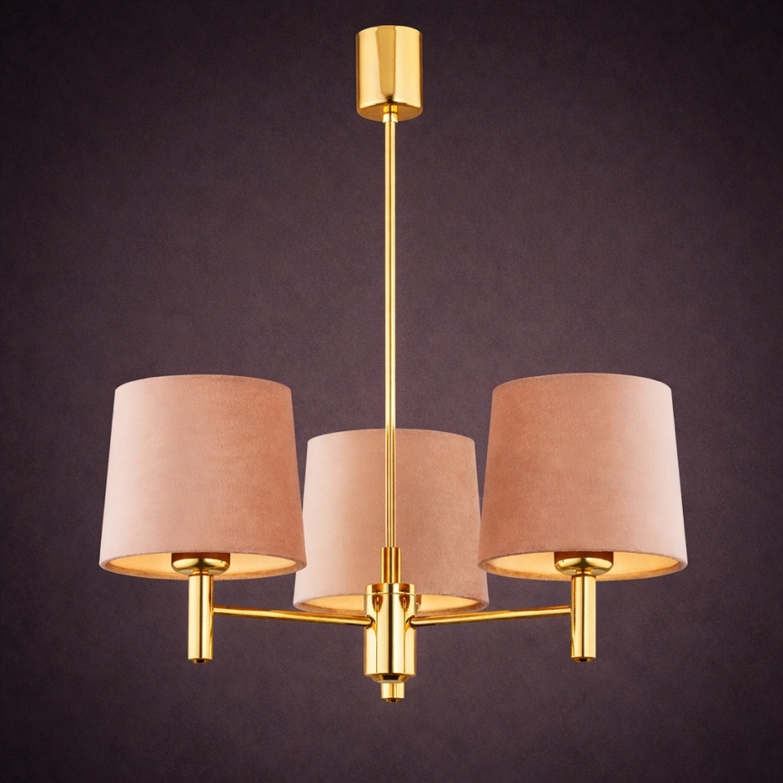 Brilagi - Lustre sur tige MONTE 3xE27/15W/230V beige/doré