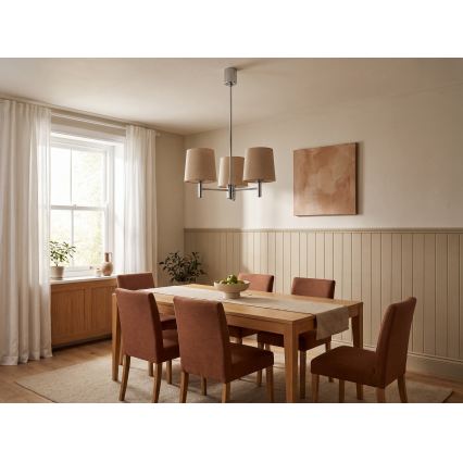 Brilagi - Lustre sur tige MONTE 3xE27/60W/230V beige/chrome poli
