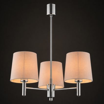 Brilagi - Lustre sur tige MONTE 3xE27/60W/230V beige/chrome poli