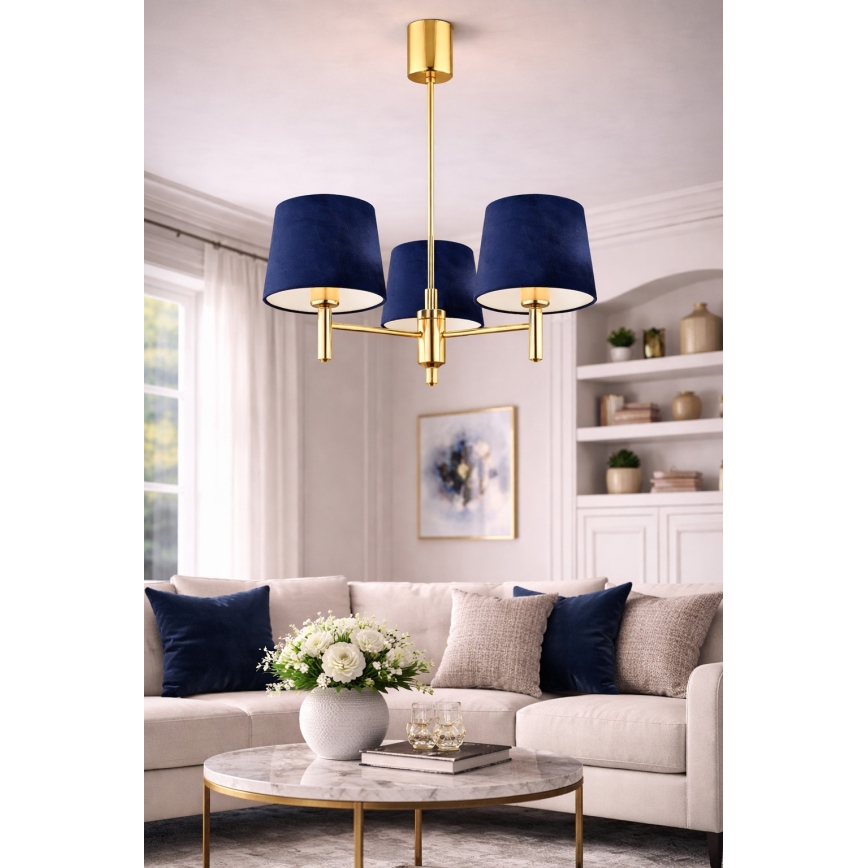 Brilagi - Lustre sur tige MONTE 3xE27/60W/230V bleu/doré