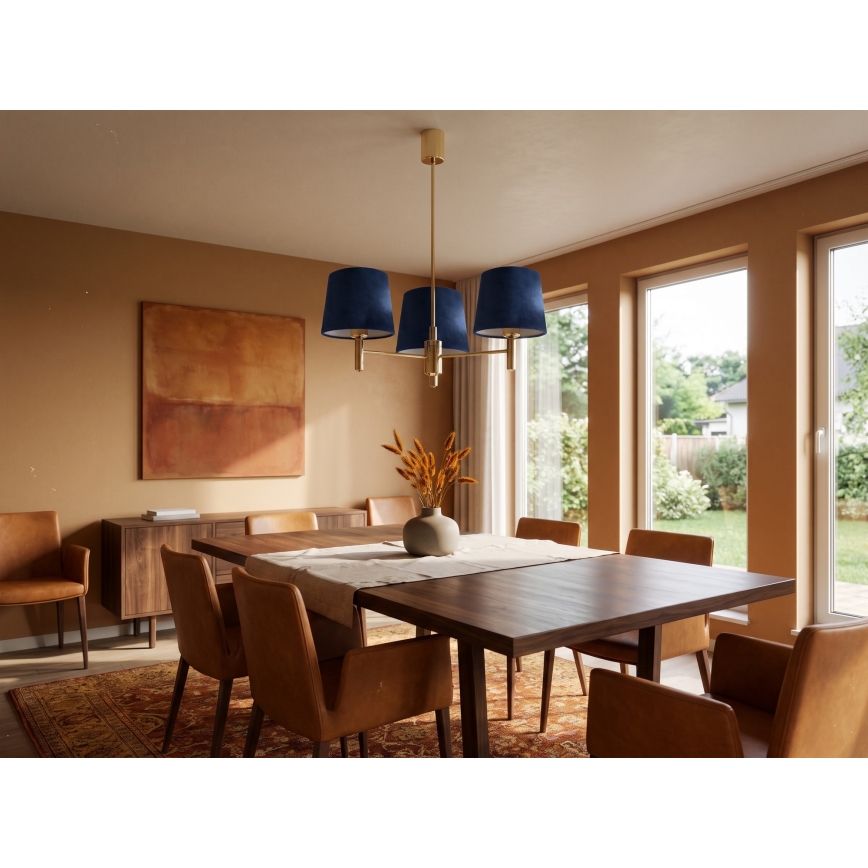 Brilagi - Lustre sur tige MONTE 3xE27/60W/230V bleu/doré