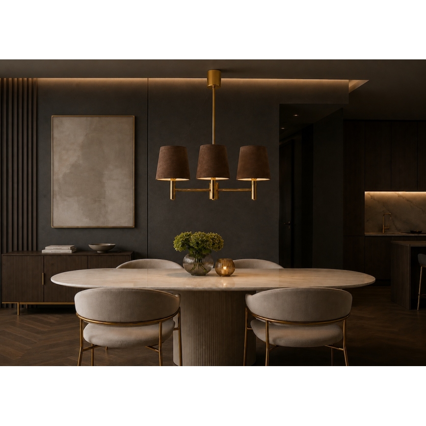 Brilagi - Lustre sur tige MONTE 3xE27/60W/230V brun/doré