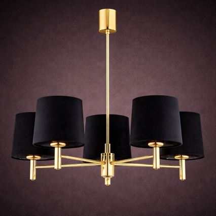 Brilagi - Lustre sur tige MONTE 5xE27/15W/230V noir/doré