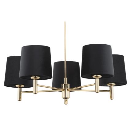 Brilagi - Lustre sur tige MONTE 5xE27/15W/230V noir/doré