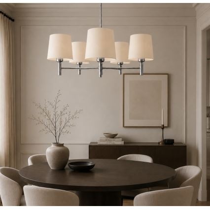 BRILAGI - Lustre sur tige MONTE 5xE27/60W/230V crème/chrome brillant