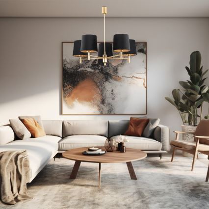 Brilagi - Lustre sur tige MONTE 5xE27/60W/230V noir/doré