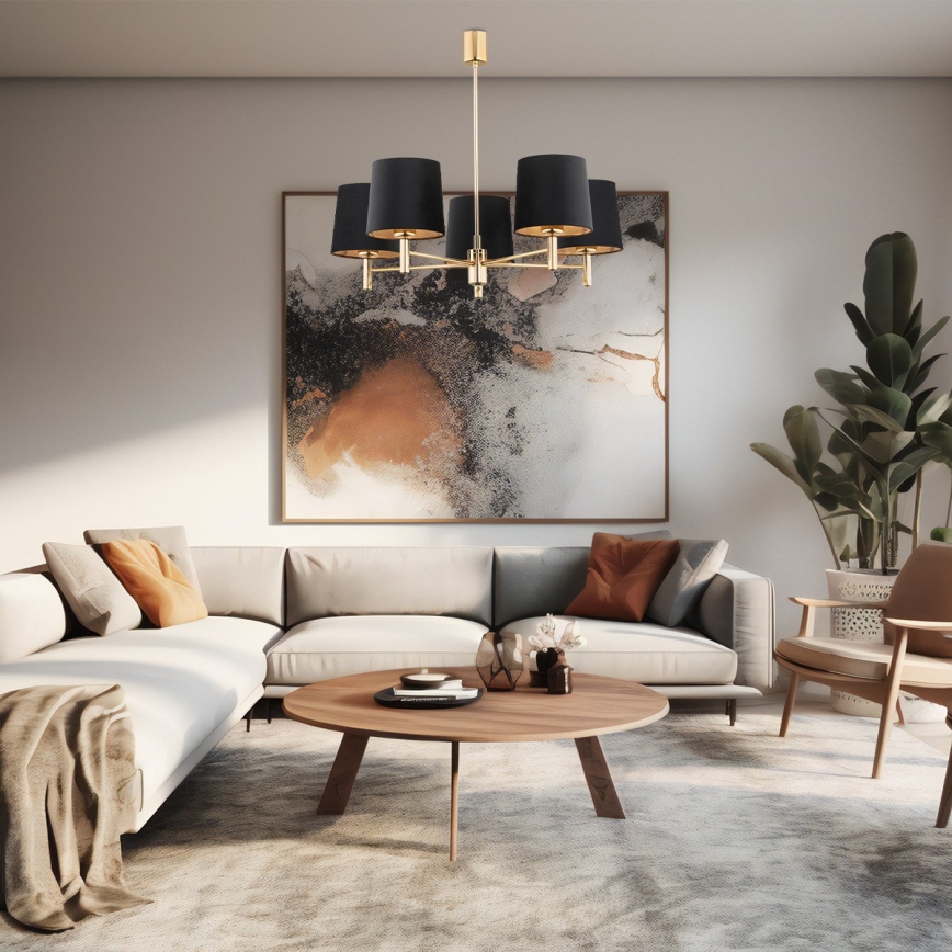 Brilagi - Lustre sur tige MONTE 5xE27/60W/230V noir/doré