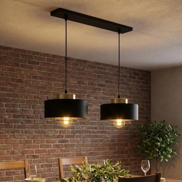 Brilagi - Lustre suspendu sur câble 2xE27/60W/230V noir/doré