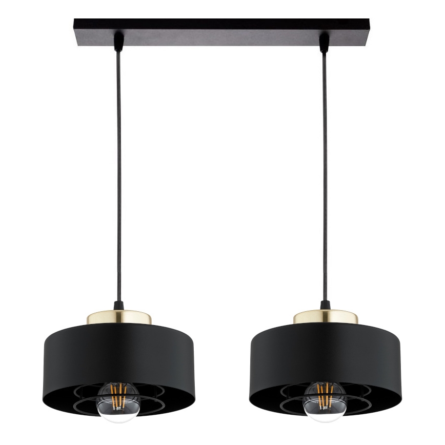 Brilagi - Lustre suspendu sur câble 2xE27/60W/230V noir/doré