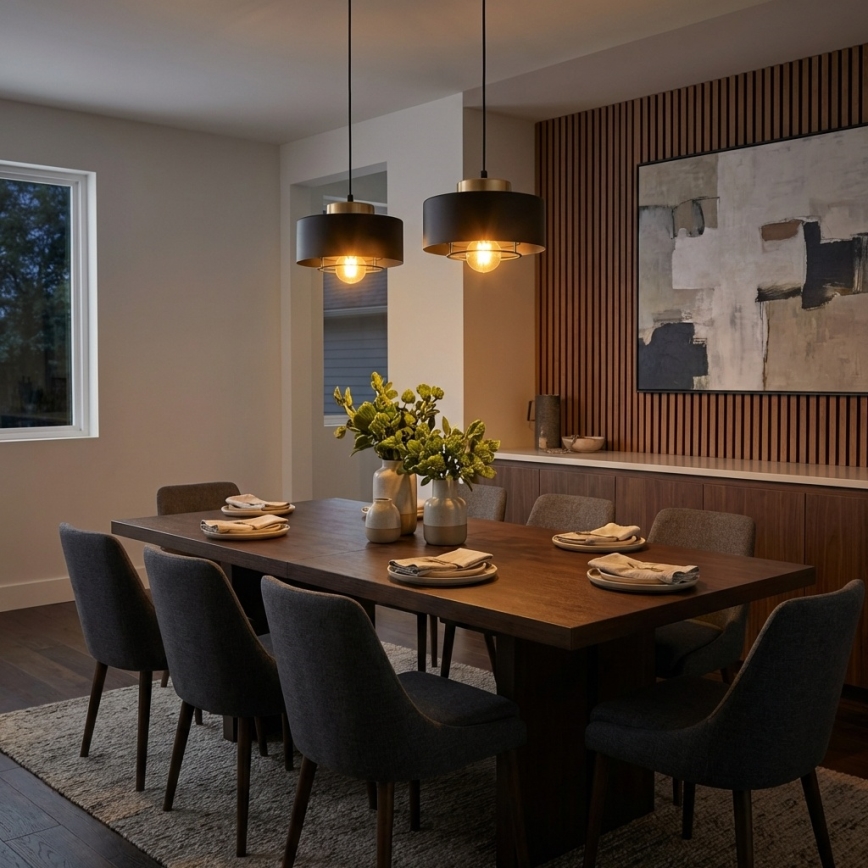 Brilagi - Lustre suspendu sur câble 2xE27/60W/230V noir/doré